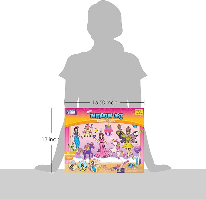 Imagimake Window Art Princess & Unicorn | Suncatcher Kit | Unicorn Toys for Girls Age 5-8 | Craft Kits for Ages 8-12 | Gifts for 5 Year Old Girls | Princess Toys-BubblyBeeBaby