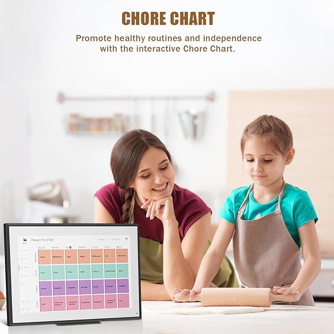 15.6 inch Wall Planner Digital Calendar Electronic Calendar Chore Chart,2025 Smart Touchscreen Full HD Interactive Display for Family Schedules,Wall/Desk Mountable for Seamless Scheduling/Organizing-BubblyBeeBaby