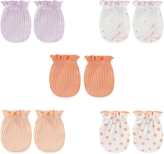 5 Pairs Baby Not Scratch Mittens 0-6 Months New Born Boy Girl Gloves Cute Infant Accessories-BubblyBeeBaby