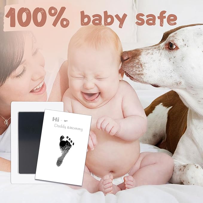 Inkless Baby Hand and Footprint Kit,Clean-Touch Ink Pad Kit,Safe No Mess Printing Infant Hand Foot Stamp,4 Pack Newborn Inkless Print Pads Best Keepsake or Gifts for Family-BubblyBeeBaby