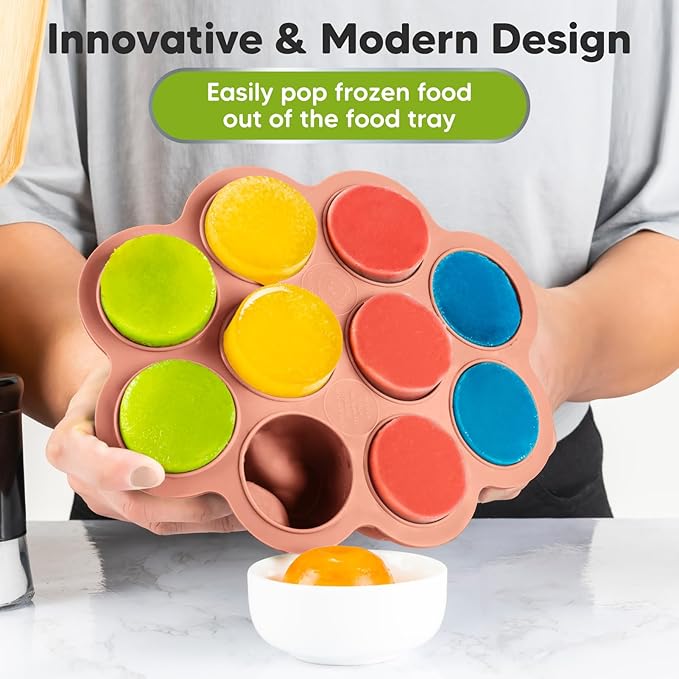 KeaBabies Silicone Food Freezer Trays with Lid, 2oz x 10 Pods Baby Food Storage Containers, Easy Puree Meal Prep, Breast Milk Silicone Freezer Molds, Dishwasher,Microwave Safe,BPA-Free(Roseate)-BubblyBeeBaby