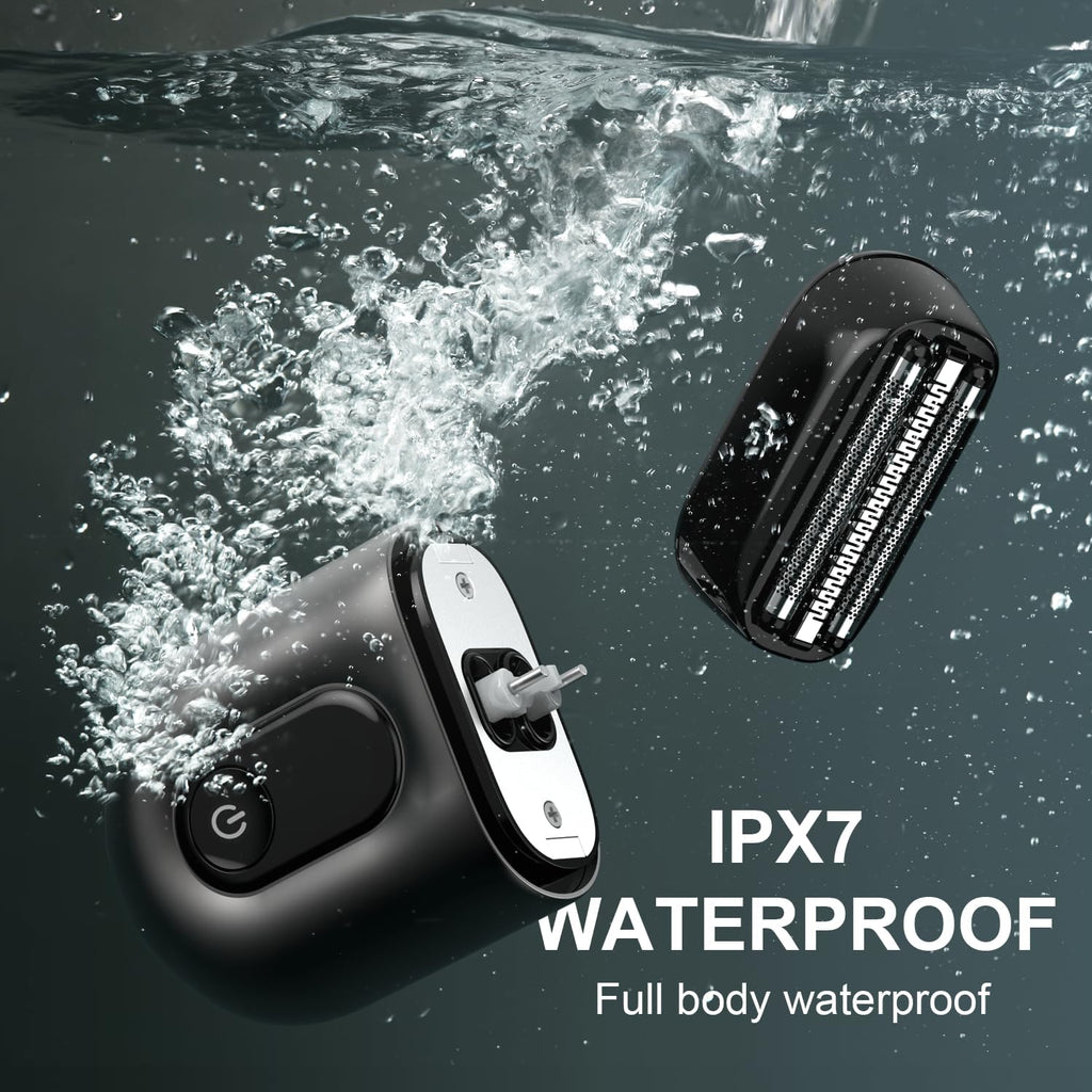 Electric Foil Shavers for Men: Mini Electric Razor with Big LED Display & 3 Floating Blades - IPX7 Waterproof Wet Dry Face Razor, USB Type C