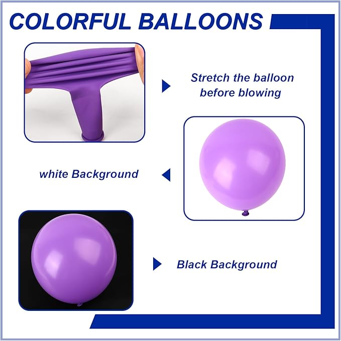 140pcs Purple Round Balloons Different Sizes 18 12 10 5 Inch Latex Balloons for Arch Decoration Party Balloon Kit for Graduation Birthday Party Wedding Balloon Baby Shower Decoration-BubblyBeeBaby
