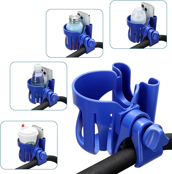 Accmor Universal Cup Holder, Stroller Cup Holder with Phone Holder, 360° Rotatable Large Caliber Designed Bottle Holder for Stroller, Bike, Wheelchair, Walker, Scooter-BubblyBeeBaby
