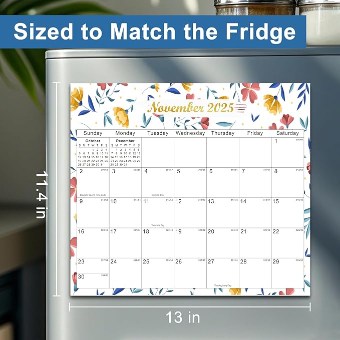 2025-2027 Magnetic Fridge Calendar 21 Monthly Magnetic Calendar for Refrigerator Planner Runs from October 2025 Until June 2027 Easy Organizing Markers Tearable (Flower)-BubblyBeeBaby