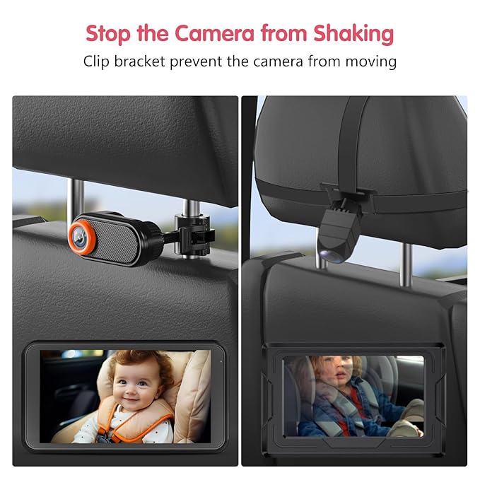 BM2 Car Camera for Baby, 5.2" 1080P Screen with 3X Zoom, Clear Rear-Facing View, 360° Rotating Lens, Easy Installation – Safety for Infants and Pets-BubblyBeeBaby