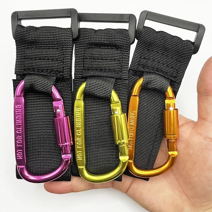 Baby Stroller Hook, Carry 30 lbs per Stroller Carabiner Clip, Adjustable Baby Stroller & Car Seat Hook for Hanging Diaper Bag, Wheelchair,Golf cart, Shopping and Pet Cart(2 Pcs Fuchsia)-BubblyBeeBaby