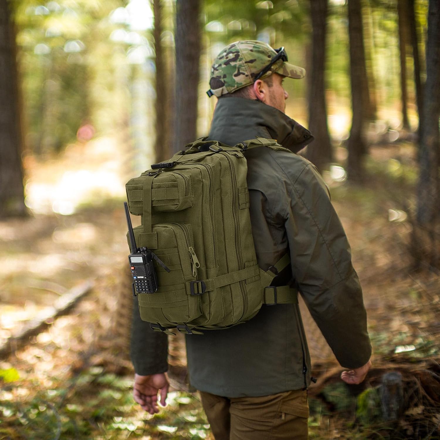 Small Military Tactical Backpack, 30L Tactical Assault Bag for Men, Army Assault Rucksack GYM Hiking Backpack Bug Out Bag Amy Green