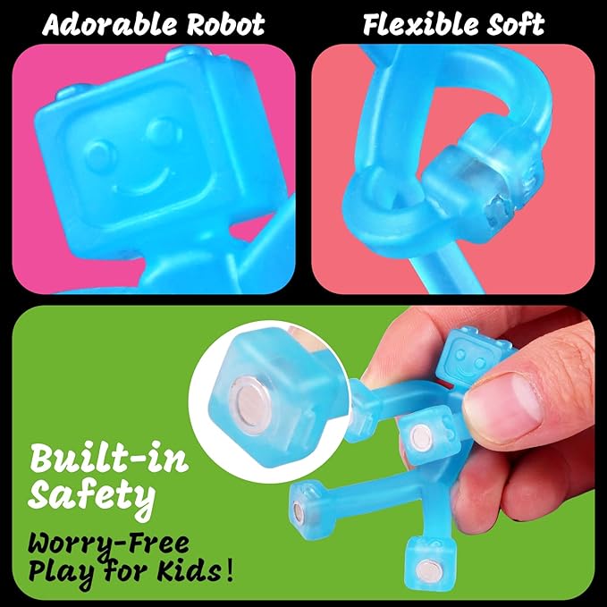 24 PCS Magnetic Travel Toys for Kids, Creative, Portable and Educational, Magnetic-People-Magnet-Men: Cute Robot & Funny Magnets, Small Fidget Toys for Classroom Prizes, Easter Egg Stuffers, Office-BubblyBeeBaby