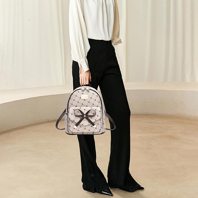 I IHAYNER Girls Bowknot Cute Leather Backpack Mini Backpack Purse for Women-BubblyBeeBaby