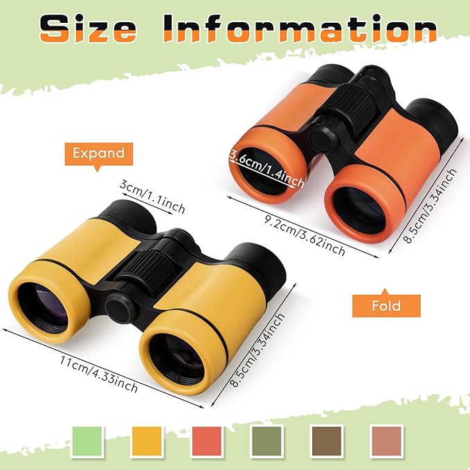 12 Pack Kid Binoculars Shockproof Mini Compact Binoculars Toys for Girls Boys Small Folding Telescope for Bird Watching Educational Learning Camping Birthday Gifts-BubblyBeeBaby