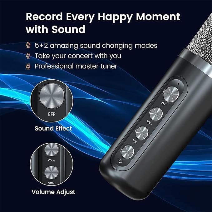 Karaoke Machine for Adults and Kids, Portable Bluetooth Karaoke Speaker with 2 Wireless Microphones for TV, Singing Karaoke for Home Party, Great Gifts for Boys and Girls-BubblyBeeBaby