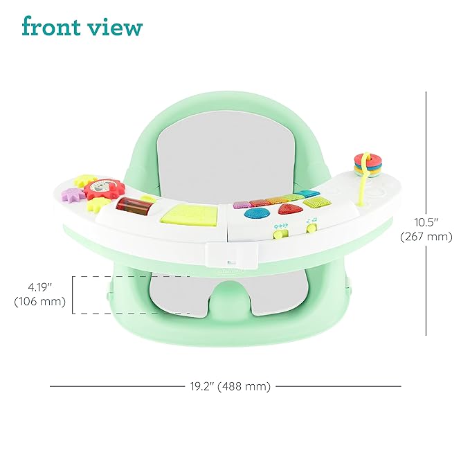 Infantino Music & Lights 3-in-1 Discovery Seat and Booster - Convertible Booster, Infant Activity Seat and Feeding Seat with Electronic Piano for Sensory Exploration, for Babies and Toddlers, Mint-BubblyBeeBaby
