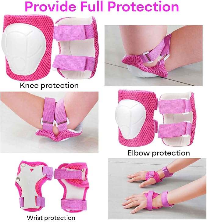 KAMUGO Kids Bike Helmet, Toddler Helmet for Ages 2-8 Boys Girls with Sports Protective Gear Set Knee Elbow Wrist Pads for Skateboard Cycling Scooter Rollerblading-BubblyBeeBaby