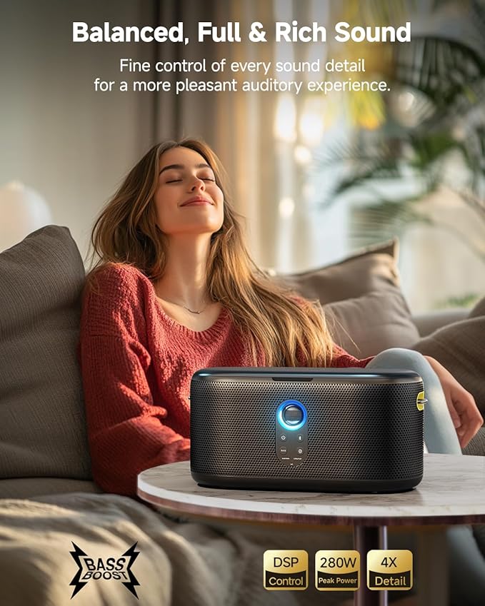 Karaoke Machine for Adults, with Lyrics Display, Karaoke System for YouTube, 280W Speaker, Autotune & EQ, Connect to TV, Portable PA System with 2 Wireless Microphones for Home Outdoor Party-BubblyBeeBaby