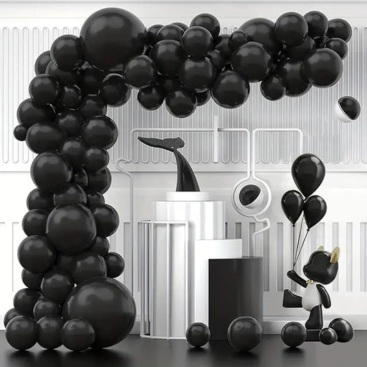 140pcs Balloon Arch Kit, Black Balloons of Different Sizes Pack of 18 12 10 5 Inch Party Balloon Kit for Birthday Party or Balloon Arch as Graduation Wedding Baby Shower Anniversary Party-BubblyBeeBaby