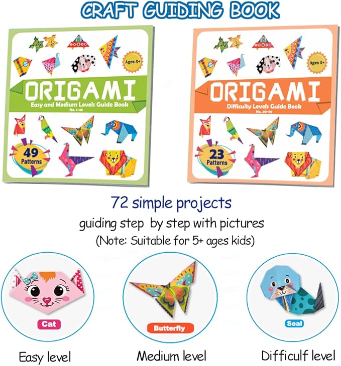 hapray Origami Kit for Kids Ages 5-8 8-12, with Guiding Book, 152 Paper with 72 Patterns, DIY Art and Craft Projects, Beginners Children's Day Gift Boy Girl-BubblyBeeBaby