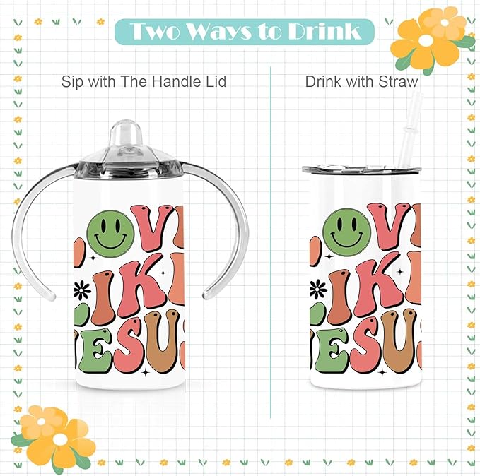 12 Oz Sublimation Sippy Cup 6 Pack, Kids Sublimation Sippy Tumblers, Stainless Steel Sublimation Todder Water Bottle-BubblyBeeBaby