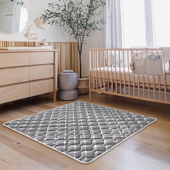 High-Density Foam Baby Play Mat, 59x59 Inches Thicken One-Piece Comfortable and Soft Playmat, Non Slip Machine Washable Floor Mat for Infants, Tapete para Bebes,Toddlers-BubblyBeeBaby