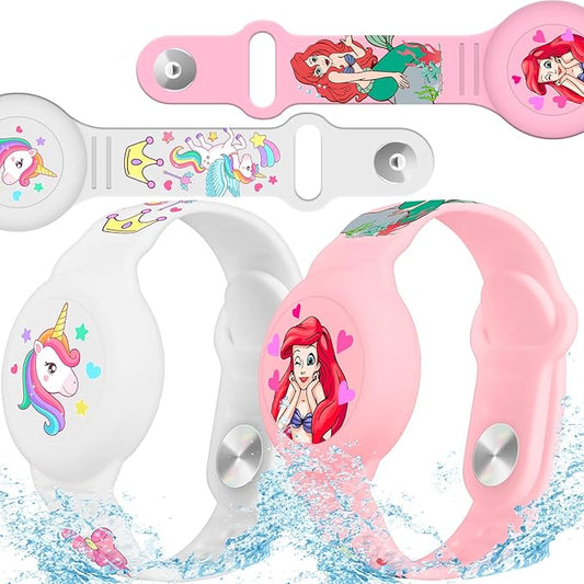 2 Pack AirTag Bracelet for Kids, Waterproof Air tag Holder for Kids with Soft Silicone Full Coverage Anti-Lost Hidden Airtag Wristband Accessories for Child-BubblyBeeBaby