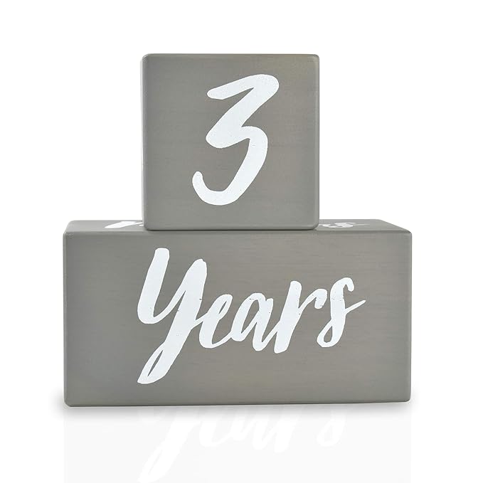 I'm Solid Wood Weekly Monthly Yearly Baby Milestone Age Blocks, Gender Neutral, Newborn Gifts & Keepsakes for Picture Props (3 Pcs/Grey)-BubblyBeeBaby