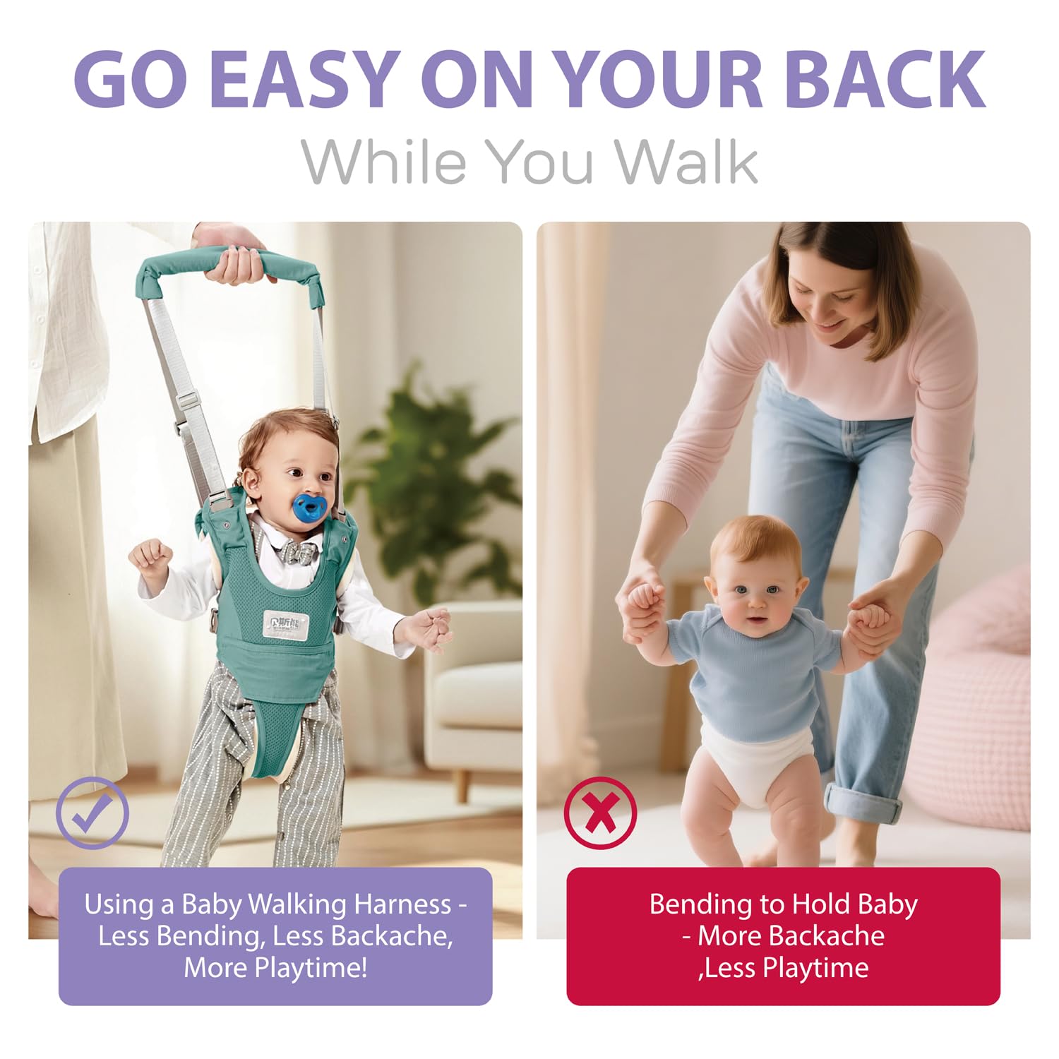 Baby Walking Harness-Handheld Assistant Belt- Toddler Infant Walking Aid for Trainer & Support 7-24 Month Old (summer-Green-1819)