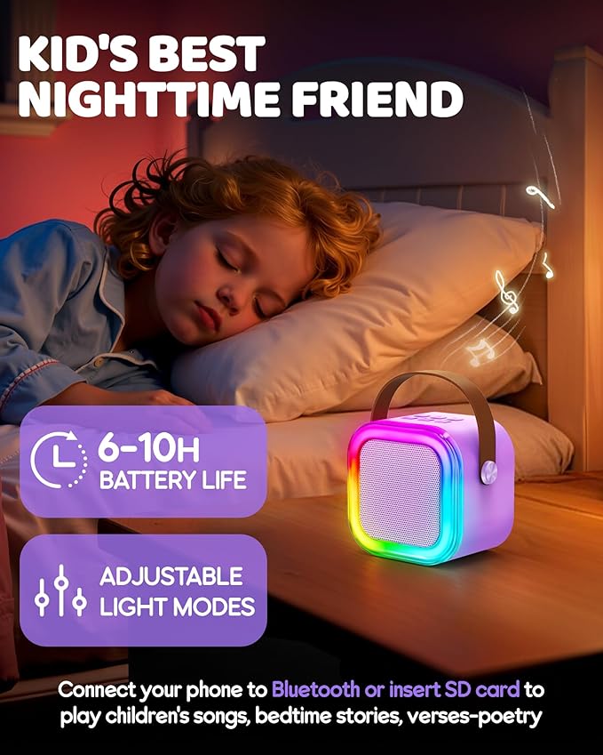 IROO Mini Karaoke Machine for Kids, 2025 TOP Toys Birthday Gifts Ideas for Girls Ages 4, 5, 6, 7, 8, 9, 10, 12+ Years Old, Portable MP3 Player with 3 Wireless Mics for Party-BubblyBeeBaby