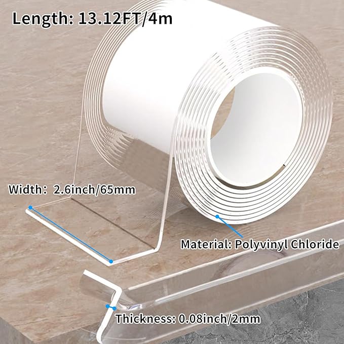 13.12 FT Edge Corner Protector Baby Proofing,Soft Clear Furniture Table Corner Guard & Edge Safety Cabinet Door Bumper,Crib Bumpers,Wall Protector(Width 2.6 in，Thickness 0.08 in)-BubblyBeeBaby