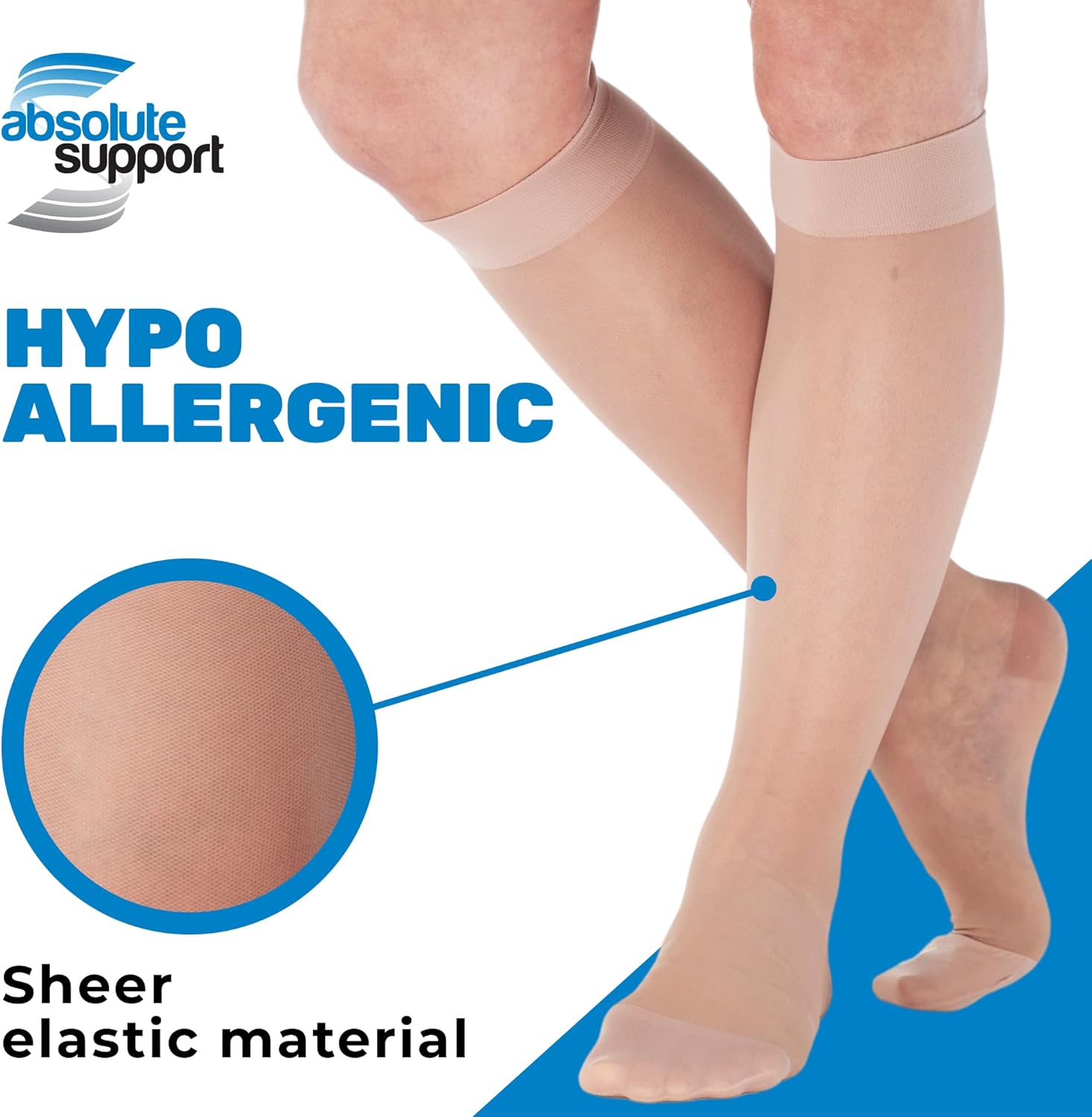 (3 Pairs - Closed Toe) Made in USA - Plus Size Compression Stockings for Women 15-20mmHg - Womens Sheer Compression Knee High for Varicose Veins, Swelling, Pain Relief - Nude, 2X-Large - A101NU5-3