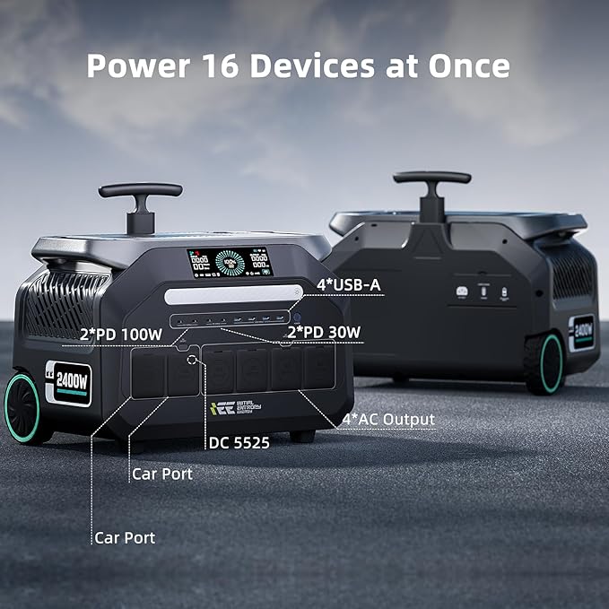 IEE P2400 Solar Generator,2400W/2048Wh Solar power station,1800W Super Fast Charging, LiFePO4 (LFP) Battery,APP Control Emergency Power Station for Home, Camping, RV and Power Outages-BubblyBeeBaby