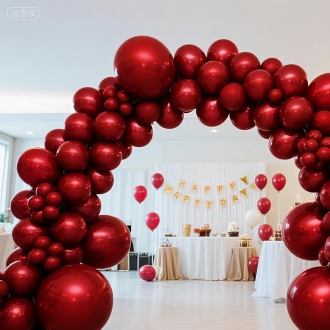 140pcs Burgundy Round Balloons Different Sizes 18 12 10 5 Inch Latex Balloons for Arch Decoration Party Balloon Kit for Graduation Birthday Party Wedding Balloon Baby Shower Decoration-BubblyBeeBaby