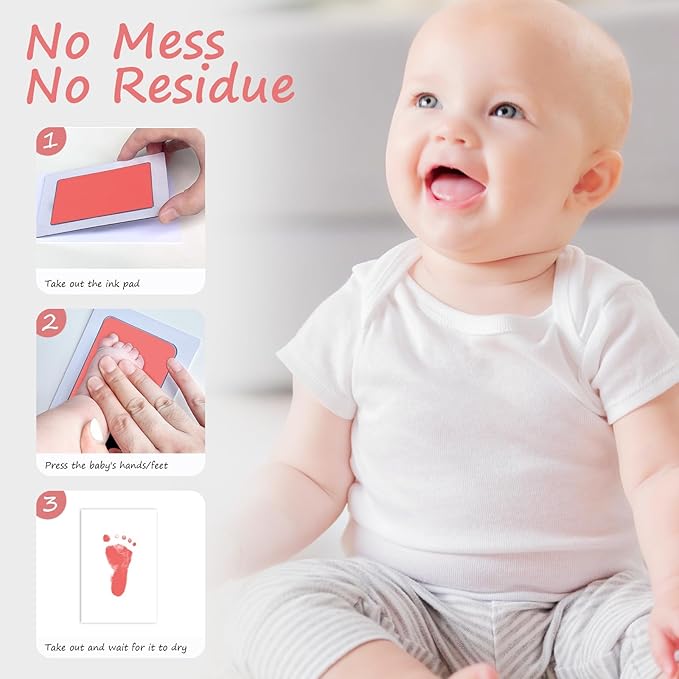 Inkless Baby Hand and Footprint Kit,Clean Touch Ink Pad for Baby Footprint Kit,No Mess Dog Paw Print Kit,DIY Footprint Ink for Baby Keepsake Gifts for Boys and Girls-BubblyBeeBaby