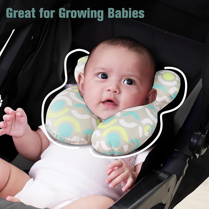 KAKIBLIN Baby Travel Pillow,Neck Pillows for Car Seat,Upgraded Baby Head Pillow,Toddler Head and Neck Support Pillow for Car Seat, Pushchair,Travel (Circle)-BubblyBeeBaby