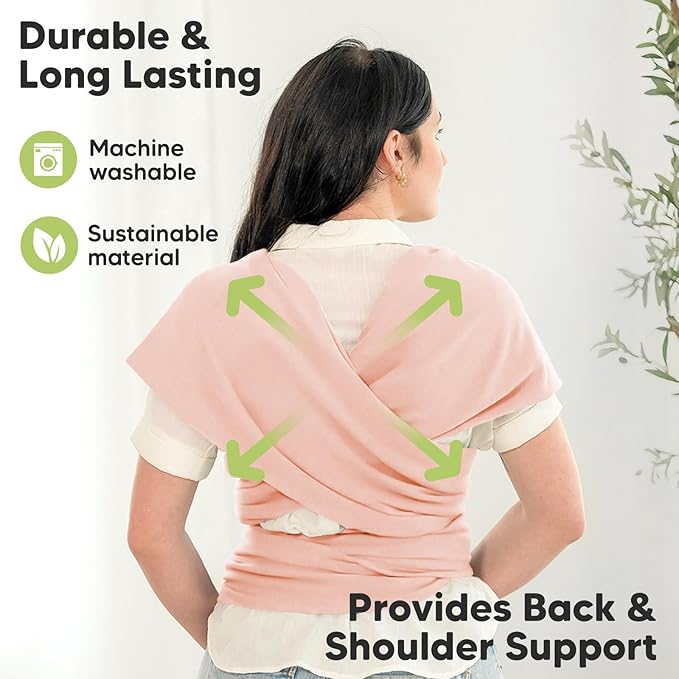 KeaBabies Baby Wrap Carrier - All in 1 Original Baby Carrier Newborn to Toddler Sling, Easy to Wear, Hands Free Bonding, Lightweight, Breathable Infant Wraps (Dusty Pink)-BubblyBeeBaby