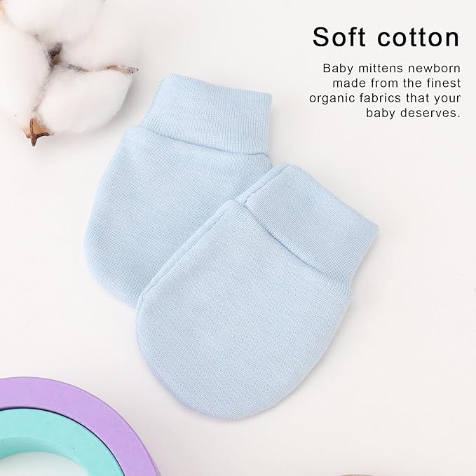BQUBO 6 Pairs Newborn Baby Boys Girls Mittens 0-6 Months Unisex-Baby Infant Mittens Elastic No Scratch Wrist Gloves-BubblyBeeBaby