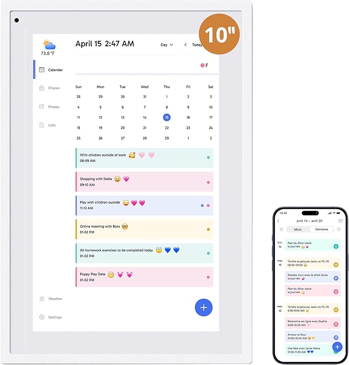 10.1" Digital Calendar Chore Chart – 1080P Full HD Interactive Touchscreen, Smart Family Planner, Hearth Display Digital Wall & Desk Mountable for Seamless Scheduling-BubblyBeeBaby