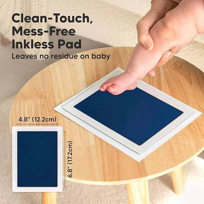 1-Pack Inkless Baby Hand and Footprint Kit - Mess Free Ink Pad for Newborn Keepsake, Dog Nose & Paw Print Kit, Clean Touch Ink Pad for Baby Hand & Footprints, Ideal New Mom Gifts (Navy, Jumbo)-BubblyBeeBaby