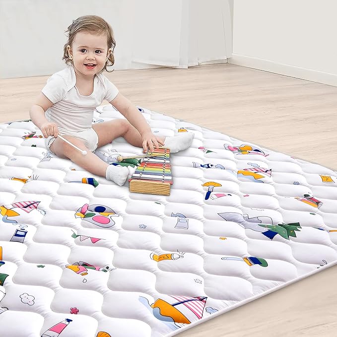 High-Density Foam Baby Play Mat, 36x36 Inches Thicken One-Piece Comfortable and Soft Playmat, Non Slip Machine Washable Floor Mat for Infants, Tapete para Bebes,Toddlers-BubblyBeeBaby