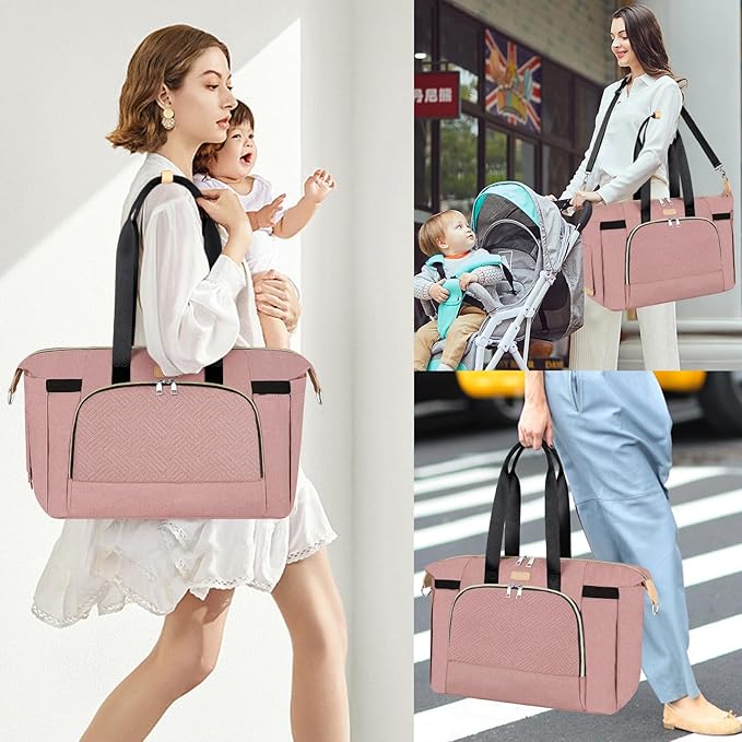 ITIEZY Diaper Bag Tote for Baby - Large Mommy Bag with Portable Changing Pad Pacifier Case, Hospital Bags Travel Baby Bag-BubblyBeeBaby