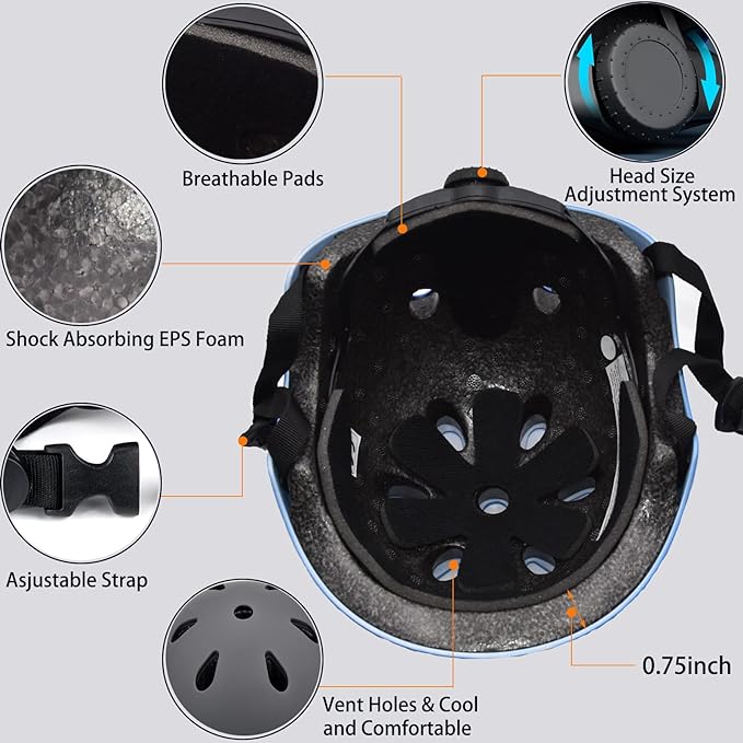 Kids Bike Helmet Set Adjustable for Children, Boys, Girls and Teenagers Aged 3-8 Years Includes Elbow, Knee, Wrist Guards Children's Helmet Protection Set for Bikes SkateboardsRollerskates-BubblyBeeBaby