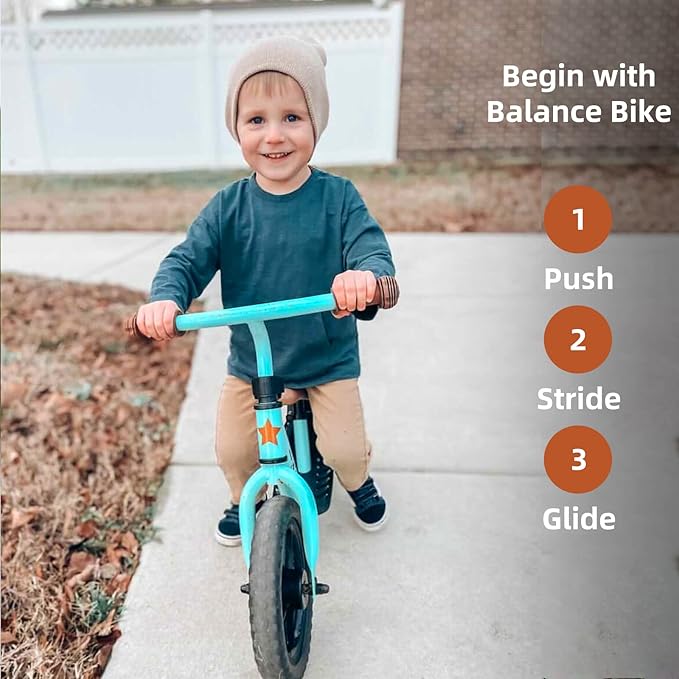 JOYSTAR 10"/12" Toddler Balance Bike for Girls & Boys, Ages 18 Months to 5 Years, Kids Push Bike with Footrest & Adjustable Seat Height, First Birthday Gifts for 2-5 Boys Girls-BubblyBeeBaby