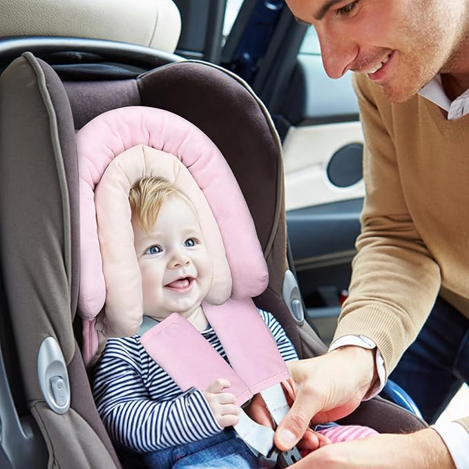 COOLBEBE New Babybody Support & Strap Covers Set for Newborn Infant Toddler- Extra Soft Stroller Cushion Pads Car Seat Insert, Perfect for Carseats, Strollers, Swings, Pink-BubblyBeeBaby