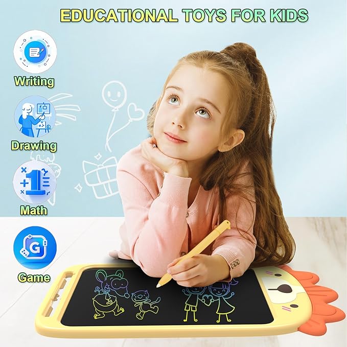 10 Inch LCD Writing Tablet, Erasable Doodle Board Toy, Cute Lion Drawing Pad for Kids Ages 2-6 - Educational Christmas Birthday Gift (Lion)-BubblyBeeBaby