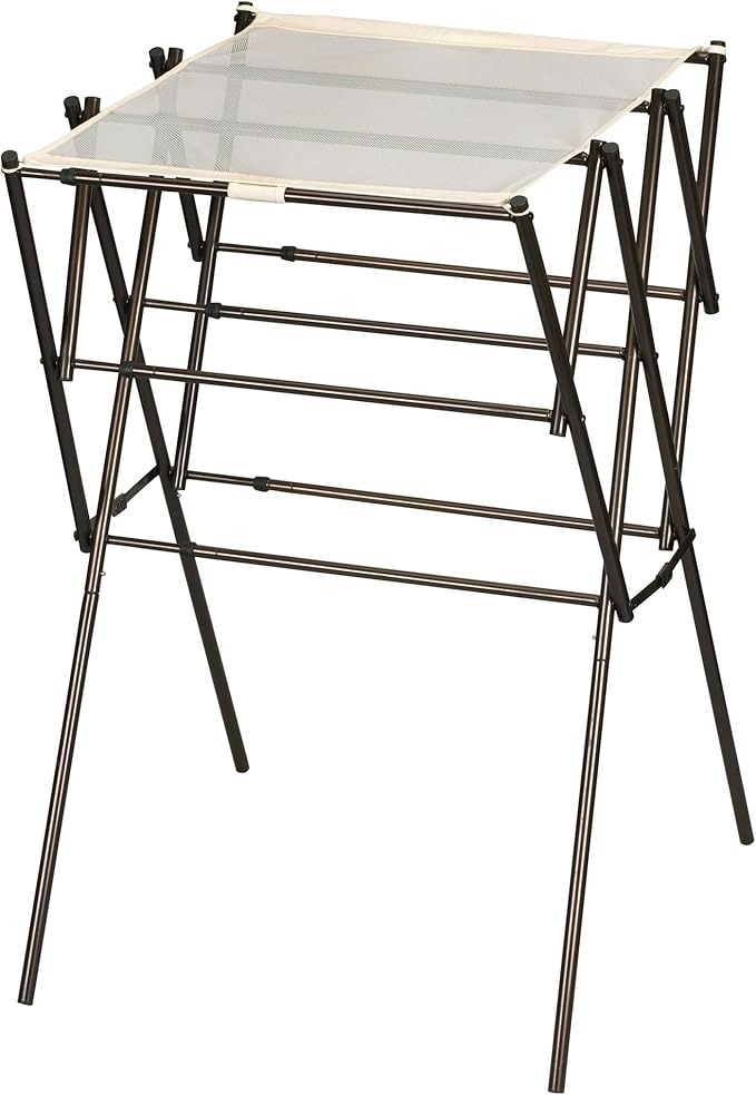 Household Essentials 5175 Collapsible Expandable Metal Clothes Drying Rack, Antique Bronze, STORAGE-BubblyBeeBaby