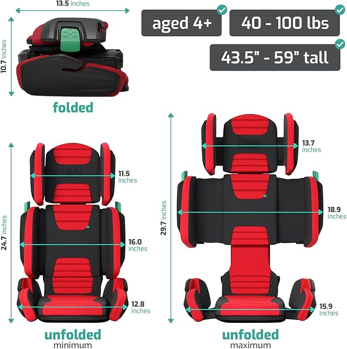 Mifold Hifold Adjustable Kids High Back Booster Car Seat with Strap – Slate Grey-BubblyBeeBaby