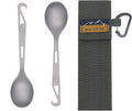 SANTTA Titanium Camping Spoon Set of 2 Piece, Spoon and Bottle Opener 2-in-1 Design, Lightweight Ti Utensils with a Pouch and Carabiner for Outdoor Camping Backpacking Hiking and Travel