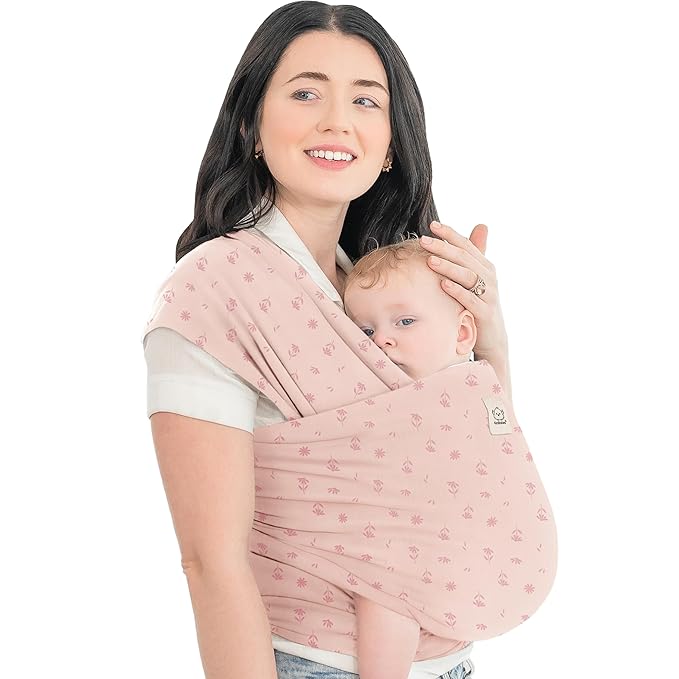 KeaBabies Baby Wrap Carrier - All in 1 Original Baby Carrier Newborn to Toddler Sling, Easy to Wear, Hands Free Bonding, Lightweight, Breathable Infant Wraps (Pink Daisies)-BubblyBeeBaby