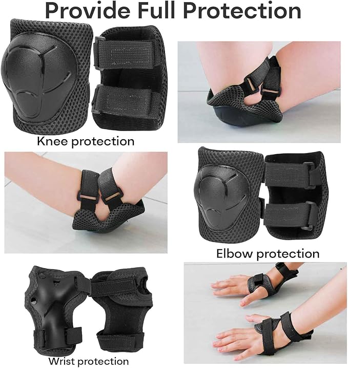 KAMUGO Kids Bike Helmet, Toddler Helmet for Ages 2-8 Boys Girls with Sports Protective Gear Set Knee Elbow Wrist Pads for Skateboard Cycling Scooter Rollerblading-BubblyBeeBaby