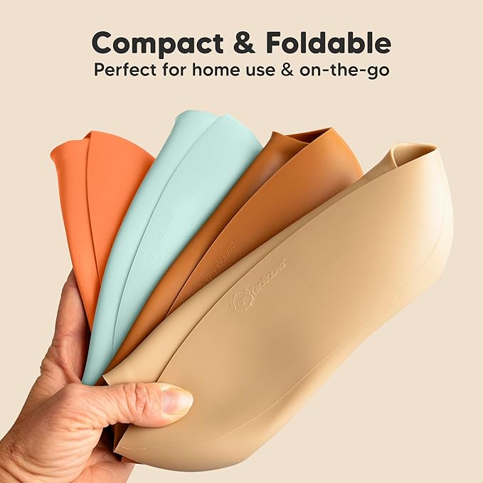 KeaBabies 2-Pack Silicone Baby Bibs for Eating - Sturdy Food-Grade Silicone Bibs for Babies Girl, Boy, Large Food Catcher, Clean & Put On Easily, Waterproof Toddler Feeding Essentials (Amaze)-BubblyBeeBaby