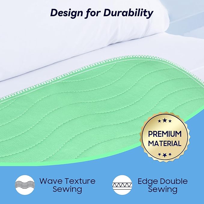 2 Pack 36” x 54” Extra Heavy Absorbency Washable Underpads, Waterproof Nursing Pads Incontinence Bed Pads, Reusable Washable Pee Pads for Dogs, Diaper Changing & Adults, Mattress Protector-BubblyBeeBaby